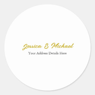 Sticker Rond Couleur or moderne mariage Élégante Plaque simple