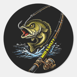 Sticker Rond Couleur pêche de bar pêche mi & salée furieuse