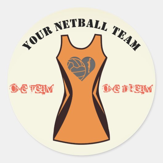 Sticker Rond Couleur personnalisable Équipe Netball Personnalis (Devant)