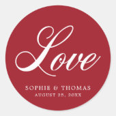 Sticker Rond Couleur personnalisée Elegant Cursive Love Mariage (Devant)