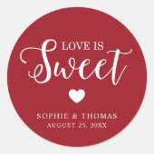 Sticker Rond Couleur personnalisée L'amour Mariage est doux (Devant)