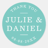 Sticker Rond Couleur personnalisée Merci Mariage moderne élégan (Devant)