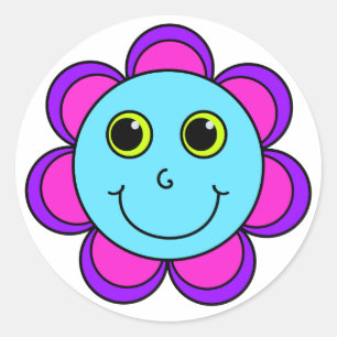Sticker Rond Couleur rose et violette bleu