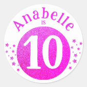 Sticker Rond Couleur rose mignonne Parties scintillant Annivers (Devant)