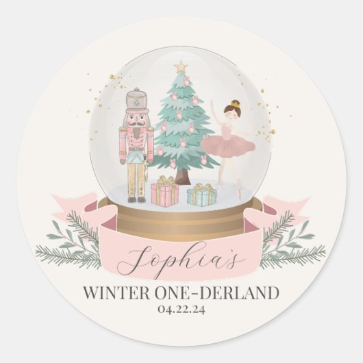 Sticker Rond couleur rose onederland premier anniversaire (Devant)