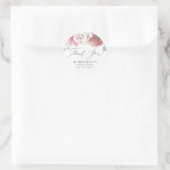 Sticker Rond Couleur rose poussiéreuse fleurs merci (Sac)