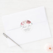 Sticker Rond Couleur rose poussiéreuse fleurs merci (Enveloppe)