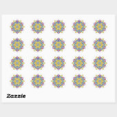 Sticker Rond Couleur Spectre Fleur Puissance Mandala Blanc (Feuille)