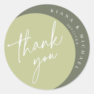 Sticker Rond Couleur Tones Mariage Merci vert ID901
