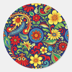 Sticker Rond Couleurs arc-en-ciel Design de marguerite