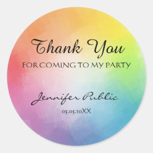 Sticker Rond Couleurs arc-en-ciel élégantes du texte manuscrit 