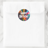 Sticker Rond Couleurs arc-en-ciel Joyeux anniversaire (Sac)