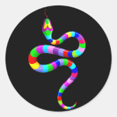 Sticker Rond Couleurs arc-en-ciel psychédéliques serpent (Devant)