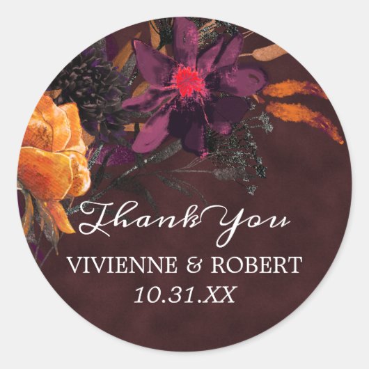 Sticker Rond Couleurs Automne Mariage Favoriser Merci (Devant)