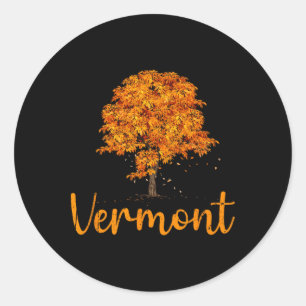 Sticker Rond Couleurs d'automne du Vermont, Nouvelle-Angleterre