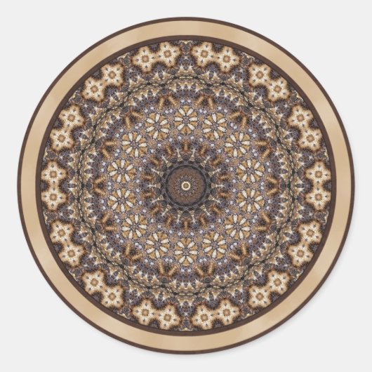 Sticker Rond Couleurs de café Mandala Abstrait (Devant)