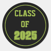 Sticker Rond Couleurs de l'école noire et verte Année de classe (Devant)