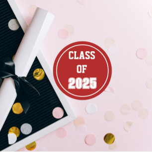 Sticker Rond Couleurs de l'école Rouge et Blanc Année de promot