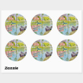 Sticker Rond Couleurs de Venise (Feuille)