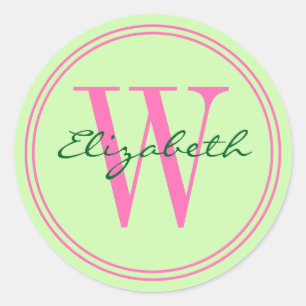 Sticker Rond Couleurs DIY Nom Monogramme Enveloppe Joint Celery