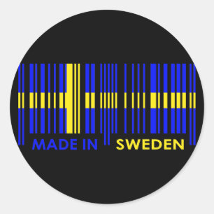 Sticker Rond Couleurs du drapeau du code barre SWEDEN Design