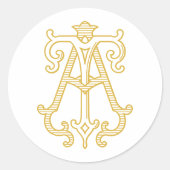 Sticker Rond COULEURS ÉDITABLES À L'Autocollant Monogram TA (Devant)