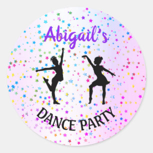 Sticker Rond Couleurs et étoiles de danse pour enfants partout