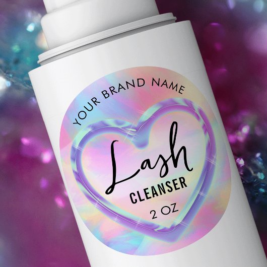 Sticker Rond Couleurs néon Holographique Girly Lash Nettoyeur d