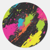 Sticker Rond Couleurs néon Retro Paint Splatter (Devant)