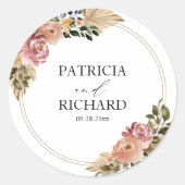 Sticker Rond Couleurs neutres chic mariage floral boho (Devant)