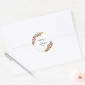 Sticker Rond Couleurs neutres chic pour mariage floral boho (Enveloppe)