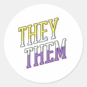 Sticker Rond Couleurs non binaires Ils Elles