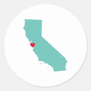 Sticker Rond Couleurs Personnalisées Carte de Californie en For