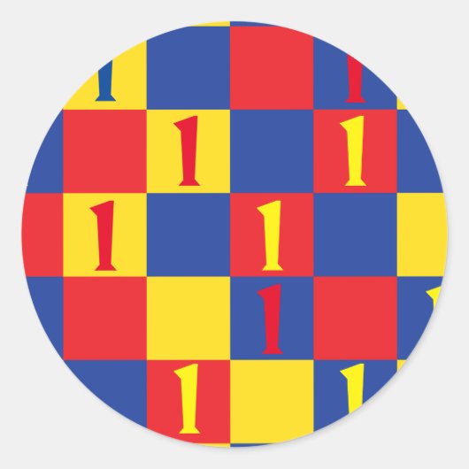 Sticker Rond Couleurs primaires Enfants 1ère fête d'anniversair (Devant)