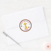 Sticker Rond Couleurs primaires Joyeux Anniversaire Numéro 1 (Enveloppe)