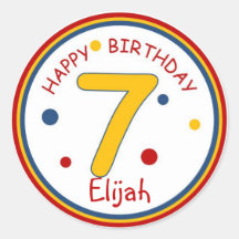 Couleurs primaires Joyeux Anniversaire Numéro 7