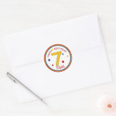 Sticker Rond Couleurs primaires Joyeux Anniversaire Numéro 7 (Enveloppe)