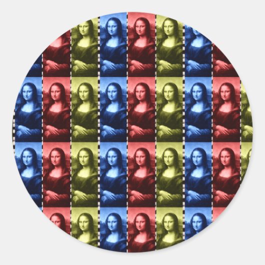 Sticker Rond Couleurs primaires Mona Lisa Poster de animal (Devant)