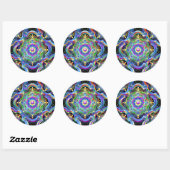 Sticker Rond Couleurs psychédéliques Universe Mandala (Feuille)