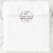 Sticker Rond Country Birch Tree Bark Heart Flèche Mariage rusti (Sac)