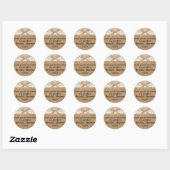Sticker Rond Country Burlap avec Fête des mariées dentelle Invi (Feuille)