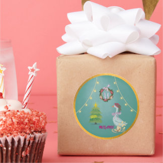 Sticker Rond Country Christmas Goose 