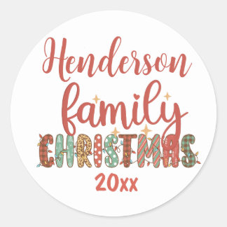 Sticker Rond Country Family Name Christmas