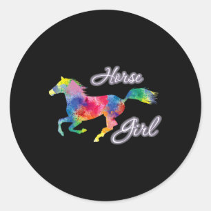 Sticker Rond Country Horse Girl Riding Horses Horseck Rider Equ