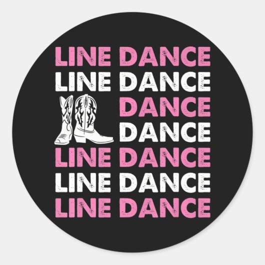 Sticker Rond Country Line Danser Western Dancer Boots Cowboy (Devant)