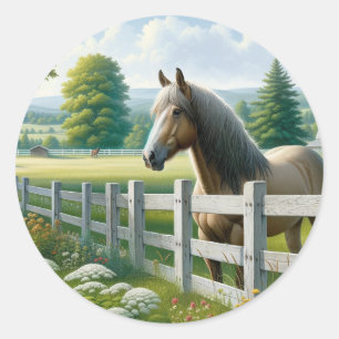 Sticker Rond Country Pony Horse fête d'anniversaire
