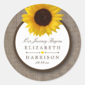Sticker Rond Country Rustic Tournesol & Mariage Burlap (Devant)