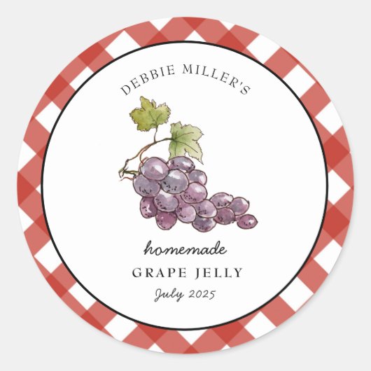 Sticker Rond Country style Grape Jelly Canning jar label  (Devant)