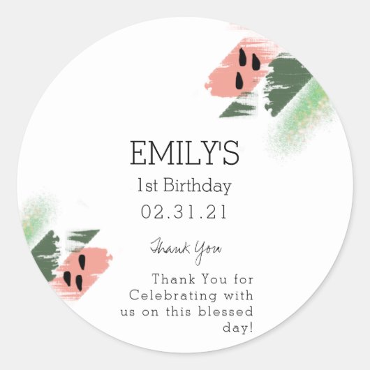 Sticker Rond Coup de pinceau peints à l'aquarelle pour annivers (Devant)