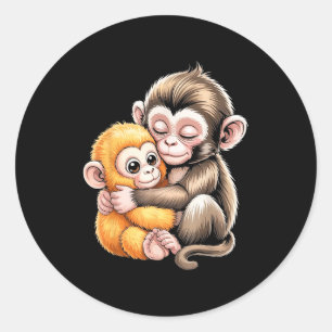 Sticker Rond Coup de poing de bébé singe